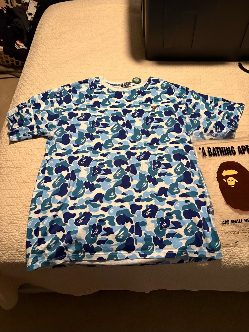 A Bathing Ape Blue Camo Short Sleeve Tee